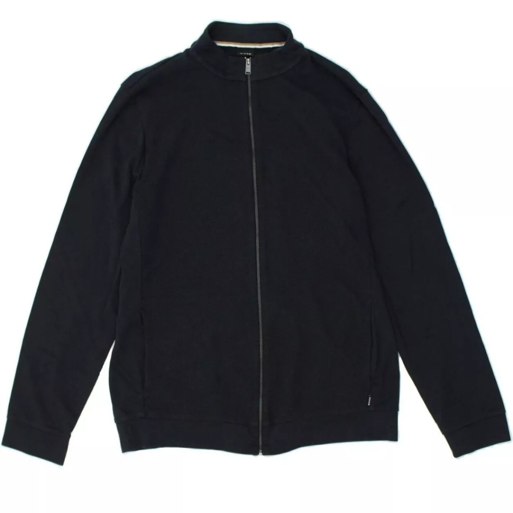 Hugo Boss, mixed media track jacket/sweater, zip up, black, size large
